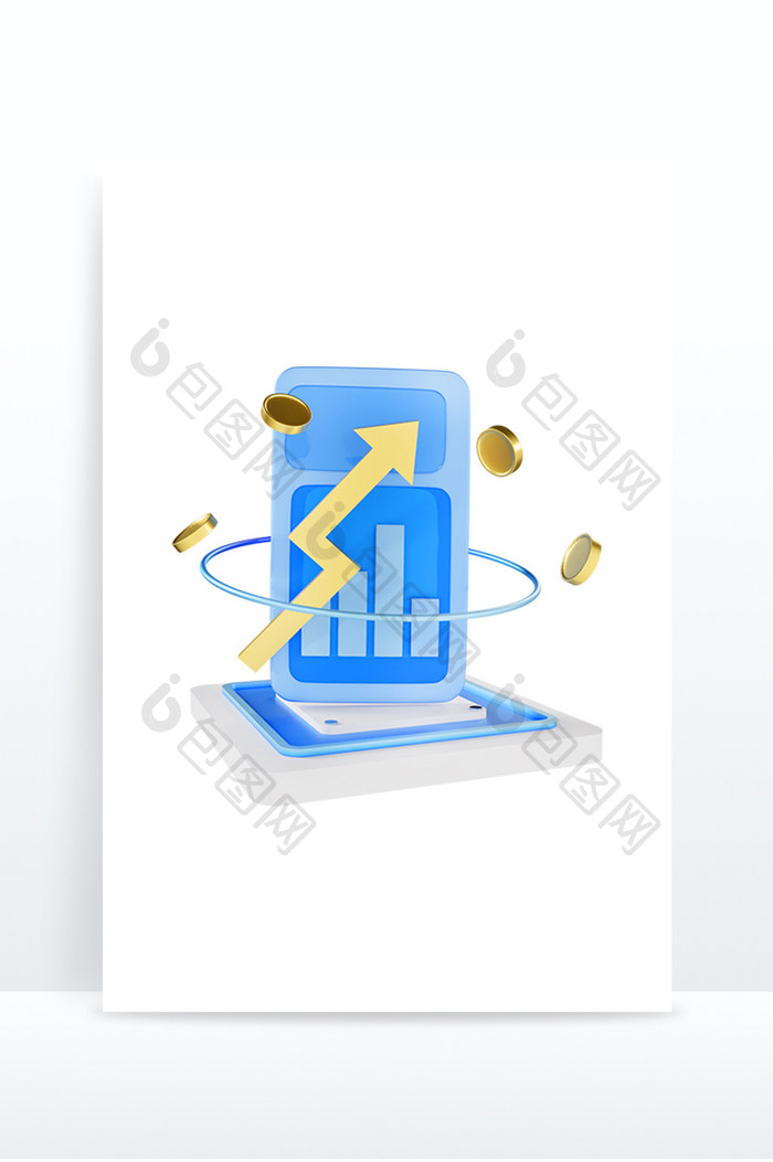 3D蓝色科技金融元素图标