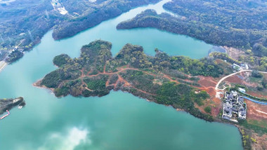 壮丽山河山林水库风景4K航拍