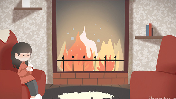 易用卡通mg动画居家温暖的壁炉