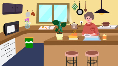 易用卡通mg动画母亲在厨房刷碗