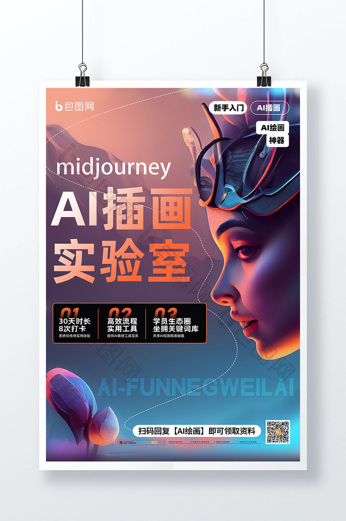 AI插画实验室人工智能时代海报