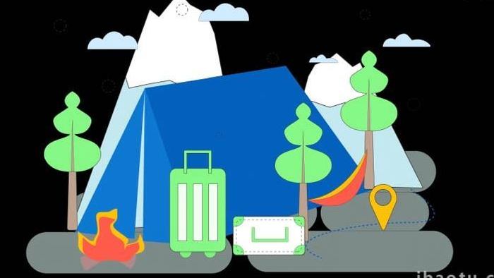 旅游类出行野外帐篷插画MG动画