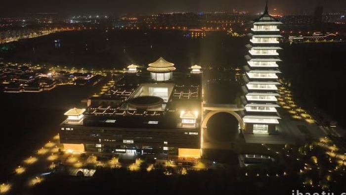 扬州地标大运河博物馆4k航拍