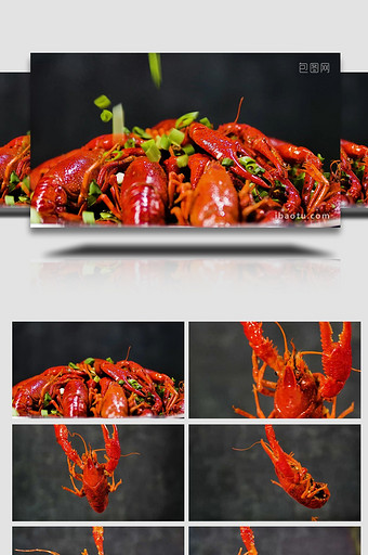 美食小龙虾制作成品4k实拍图片