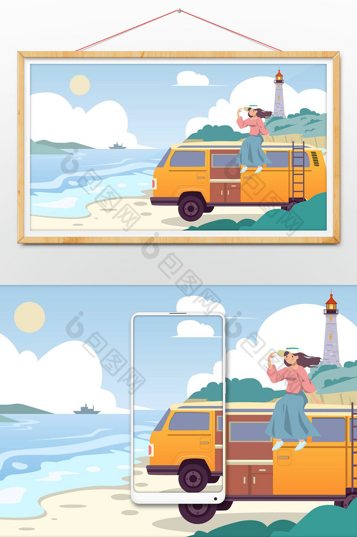 旅游夏日海滩插画图片图片