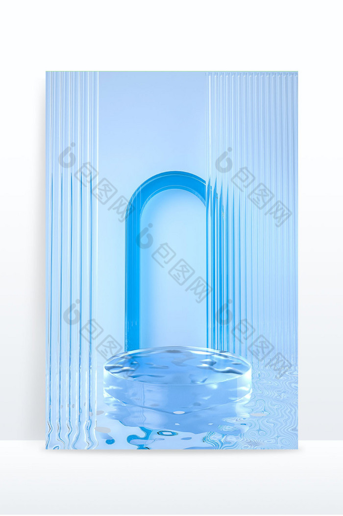 c4d蓝色清透3d立体玻璃风背图片图片