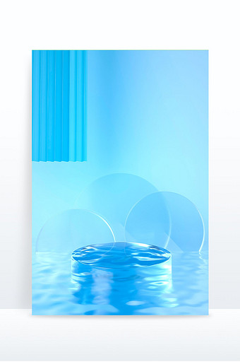 3d几何清透立体玻璃风蓝色背景图片