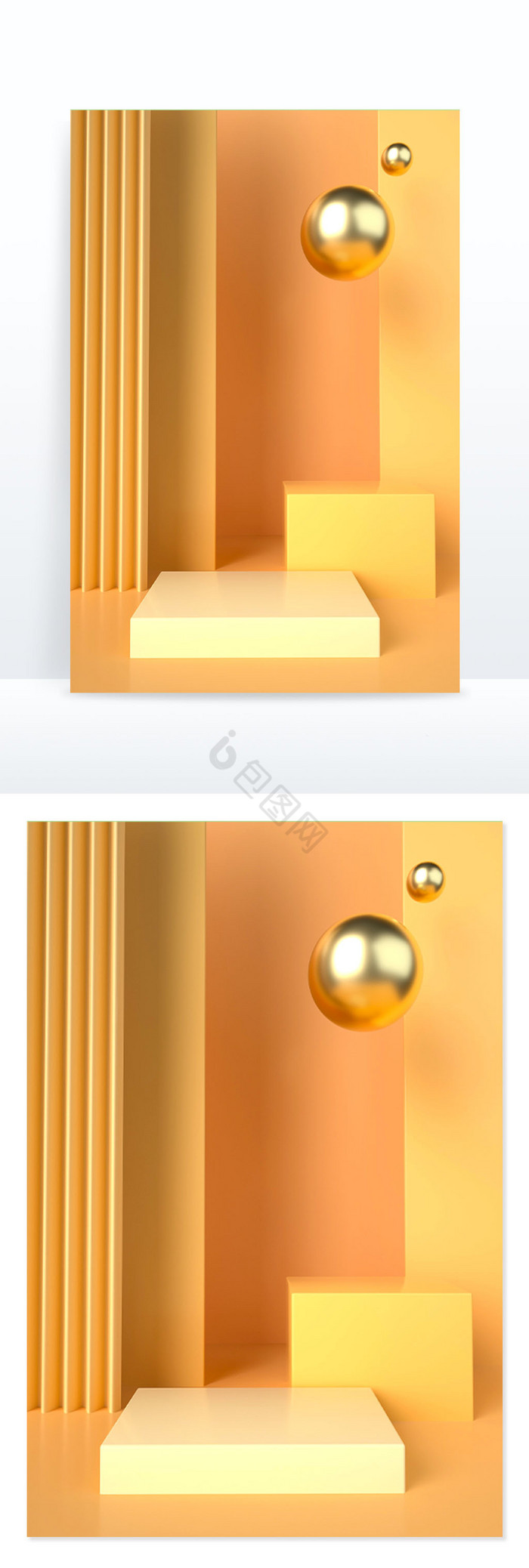 【3d黄色几何c4d立体海报】图片下载-包图网
