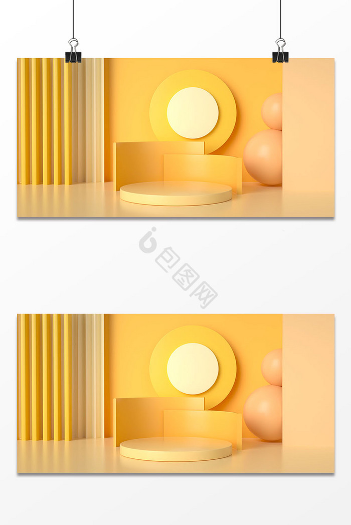 【c4d几何黄色3d立体海报】图片下载-包图网