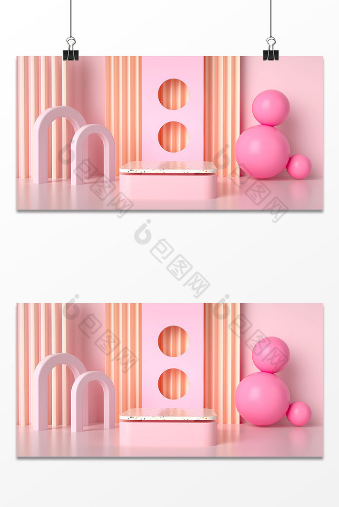 3d粉色几何立体海报背景图片图片