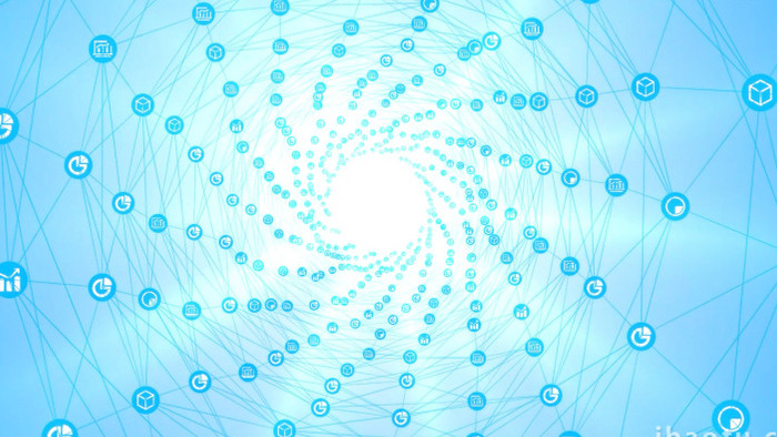 蓝色科技网络数据图标背景视频