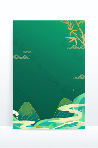 绿色鎏金中国风端午节粽子背景图片