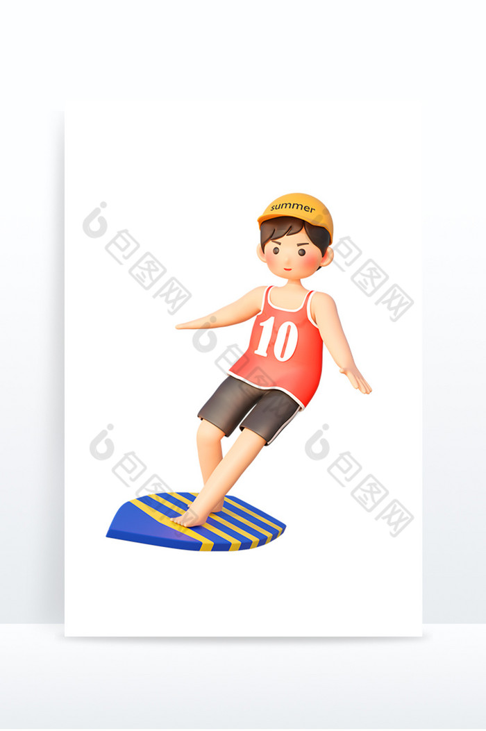 夏沙滩排球可爱卡通3D人物形象图片图片