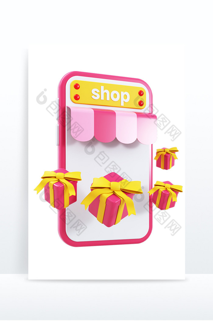 C4D创意手机购物促销礼盒元素图片图片