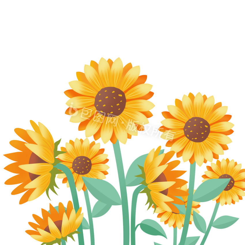 黄色向日葵卡通花卉植物GIF图片
