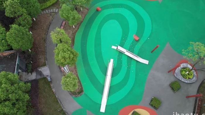 大气城市公园儿童乐园空镜头航拍