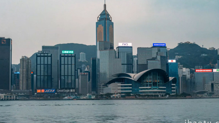 城市大气香港滨海风光延时
