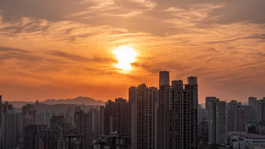 城市唯美夕阳日落晚霞风光延时