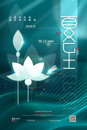 清凉传统24节气夏至节气海报