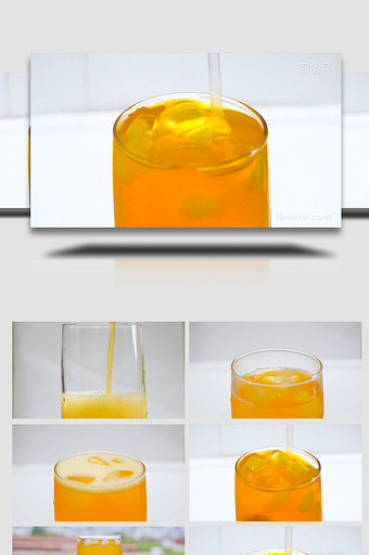 夏季冷饮冰镇饮料橙汁4K实拍图片