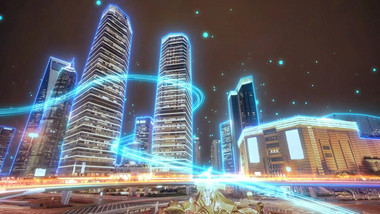 震撼4k上海智慧城市科技粒子