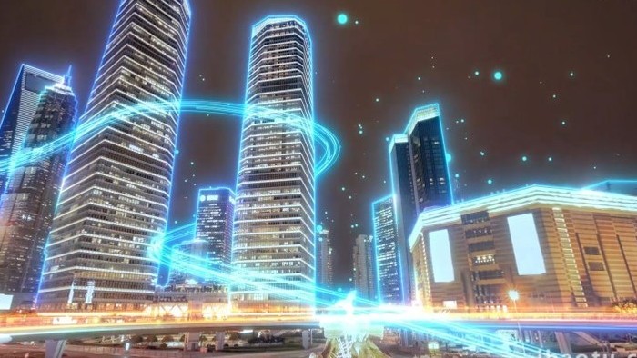 震撼4k上海智慧城市科技粒子