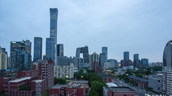 大气北京国贸日转夜延时实拍视频