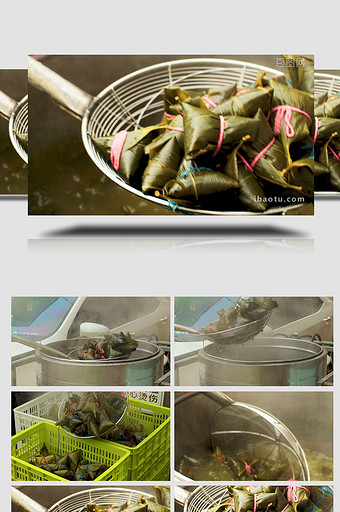 端午节大锅煮粽子节日烹饪实拍图片