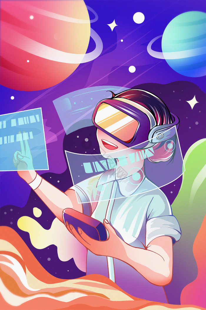 科技未来科技VR插画图片-包图网