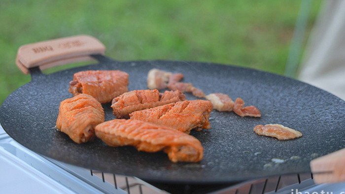 户外露营美食制作火锅烤肉实拍