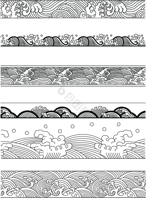 海浪装饰波浪纹饰水纹浪花图片