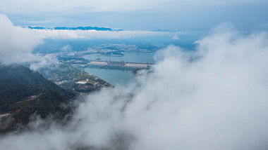 自然风光宜昌三峡大坝全景延时