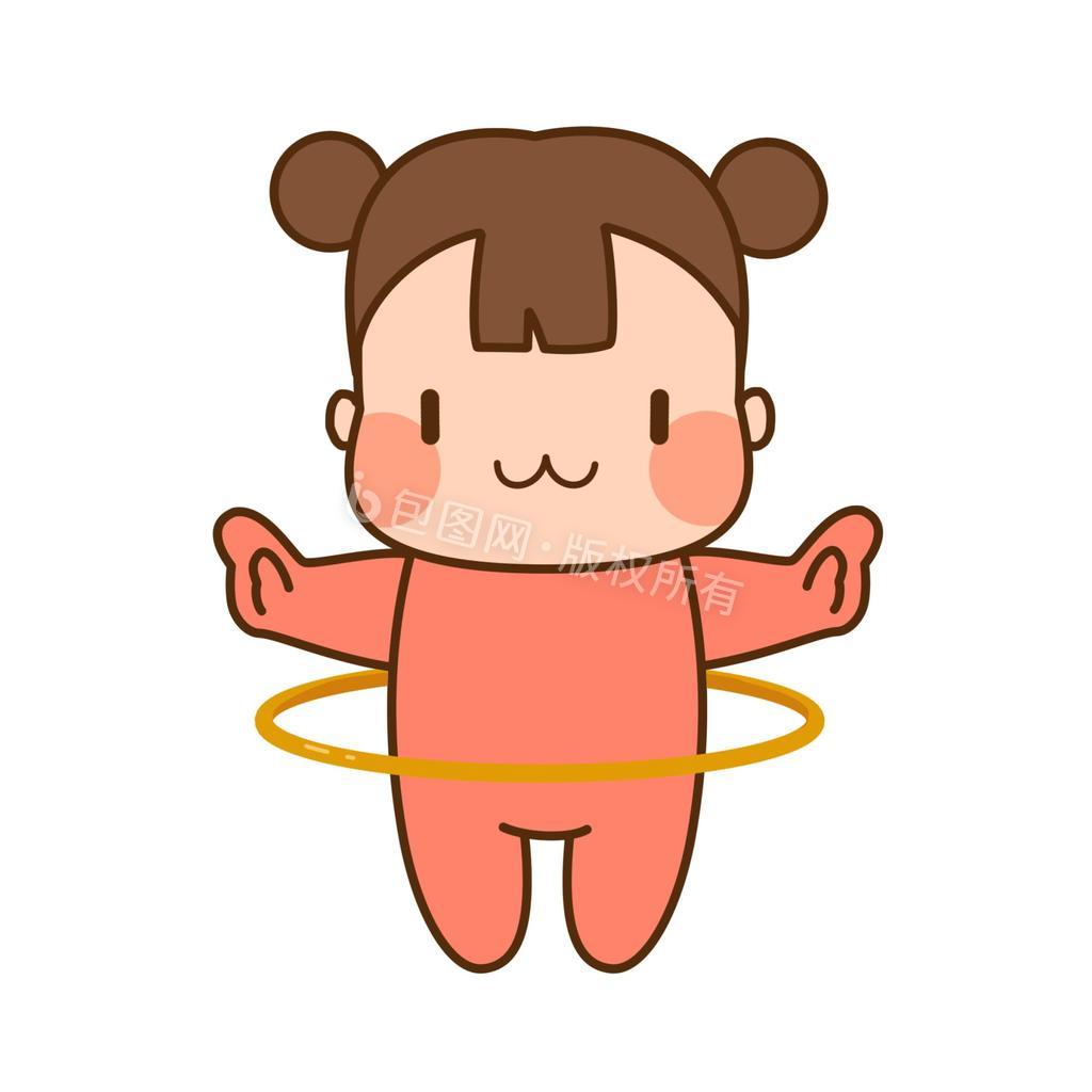 卡通小女孩转呼啦圈gif动图下载-包图网