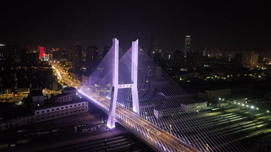 徐州地标和平大桥夜景4K航拍