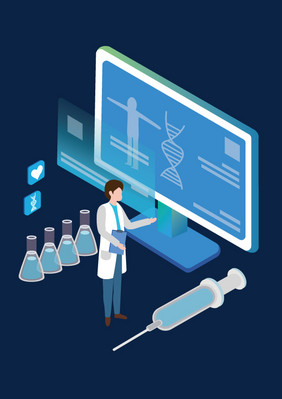 科技医疗医生电脑研究矢量AI