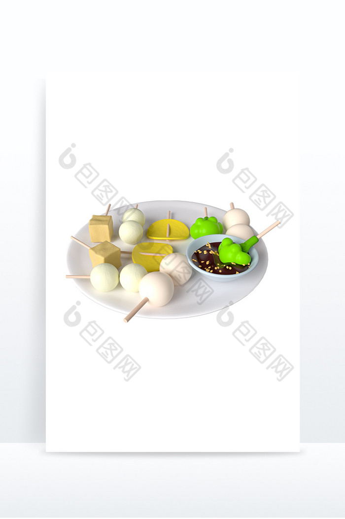 3d立体夏季食物冷锅串串图片图片