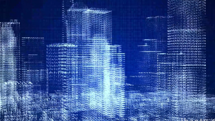 粒子科技城市建筑背景视频AE