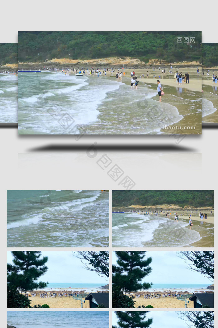 海边沙滩旅游度假海浪4K实拍