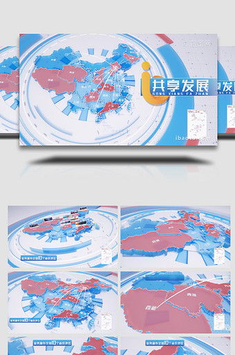 科技3D辐射全国地图AE模板图片
