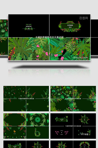 卡通热带植物花卉元素AE模板图片