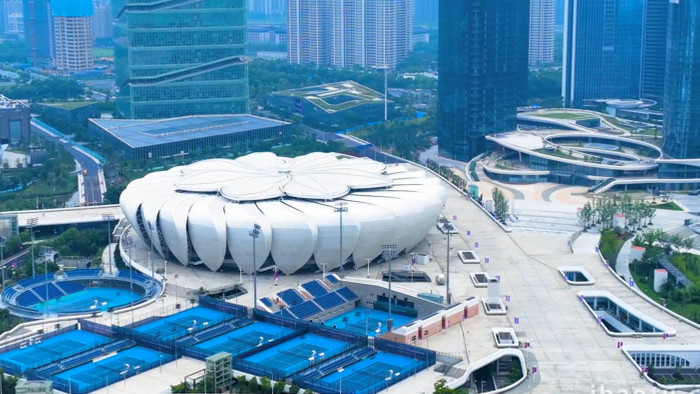 杭州奥体网球中心亚运会4K航拍