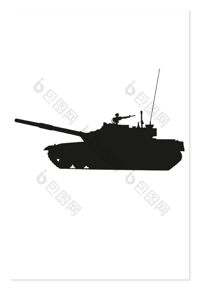 建军节军事坦克插画元素剪影