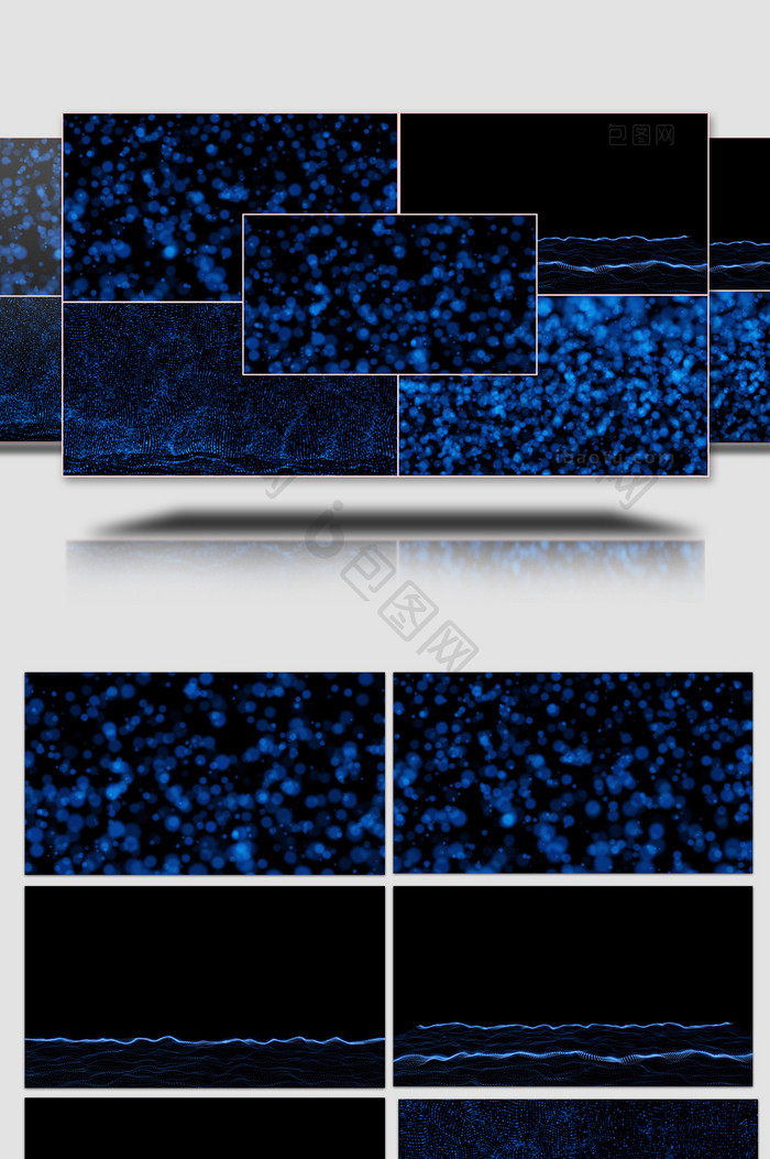 蓝色粒子背景特效元素AE模板