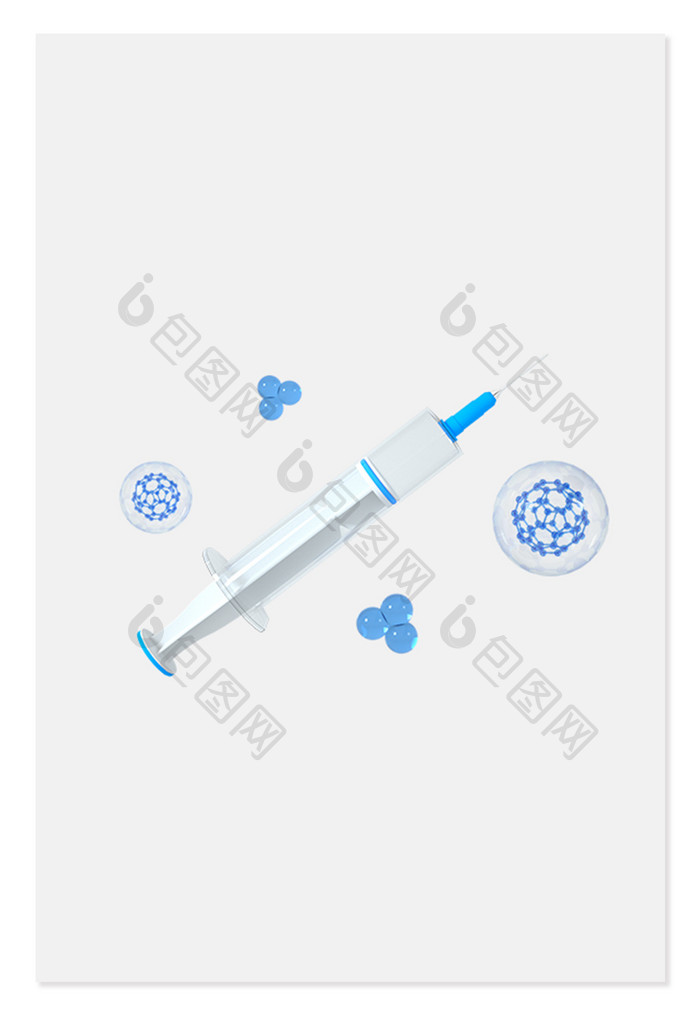3D卡通医疗图标注射器