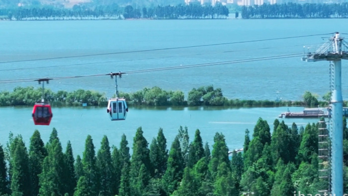 城市清新昆明滇池索道航拍