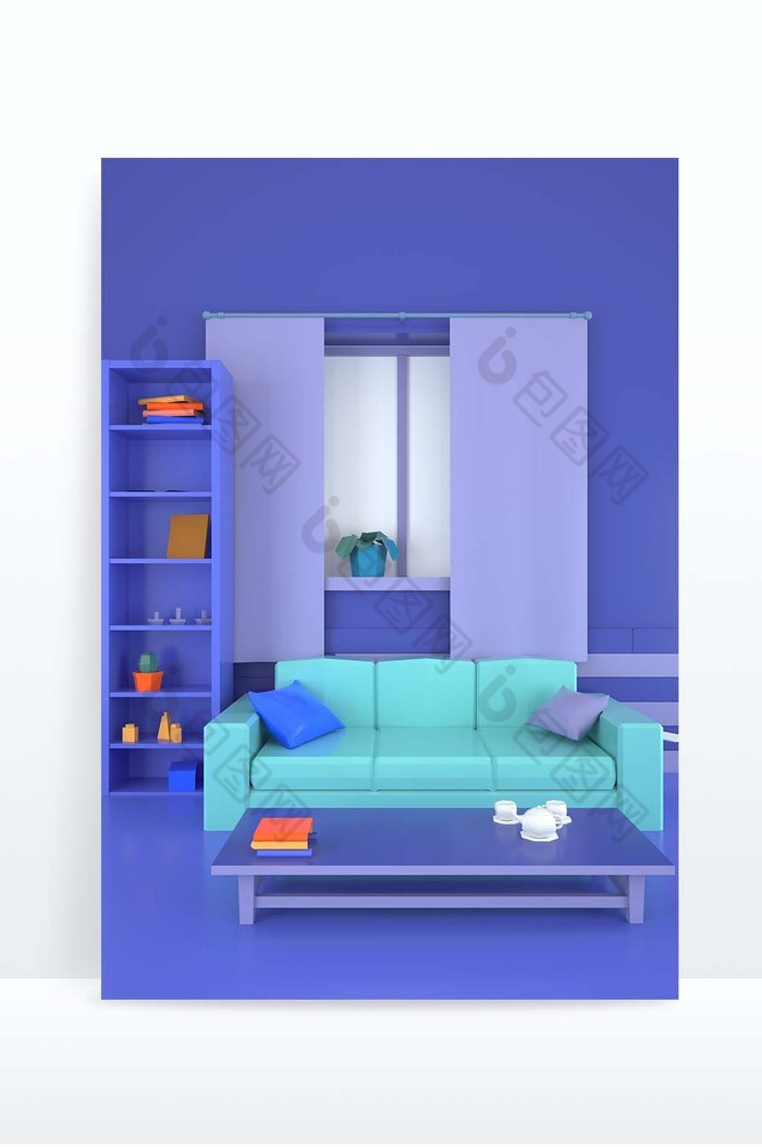 3D立体三维房间家庭场景图片图片