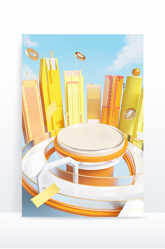 C4D城市科技建筑创意3D背景图片