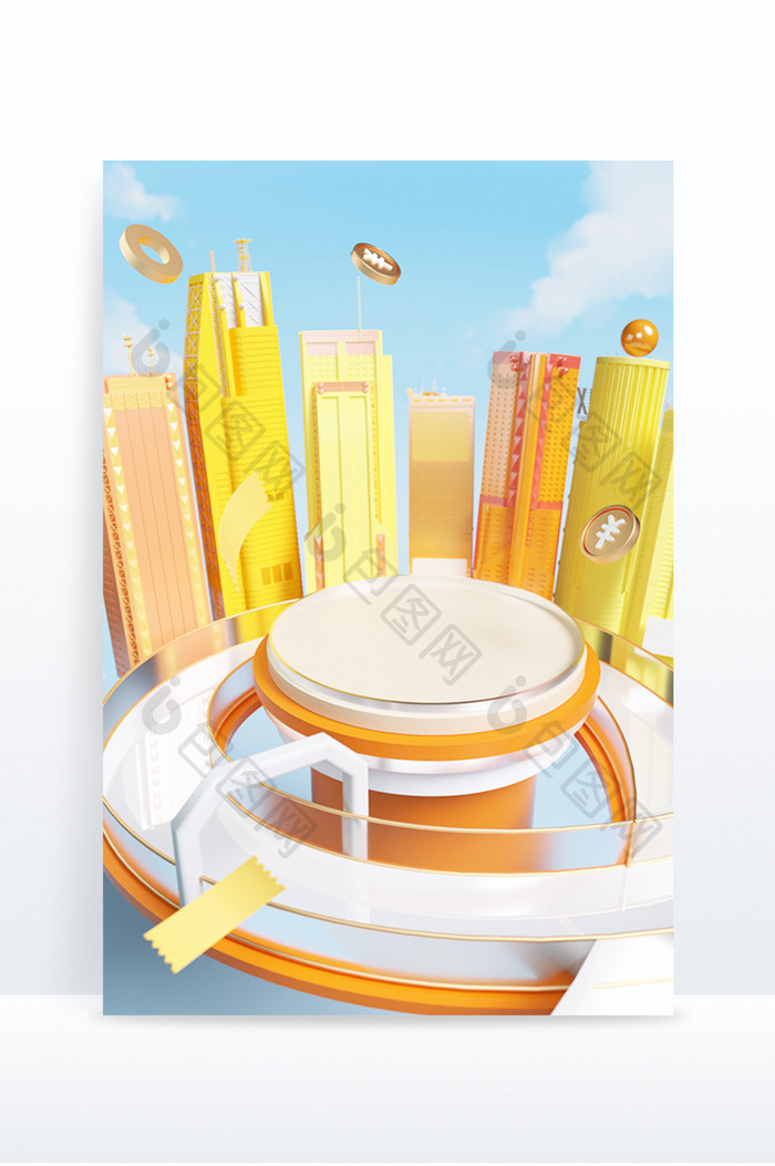 C4D城市科技建筑创意3D背景