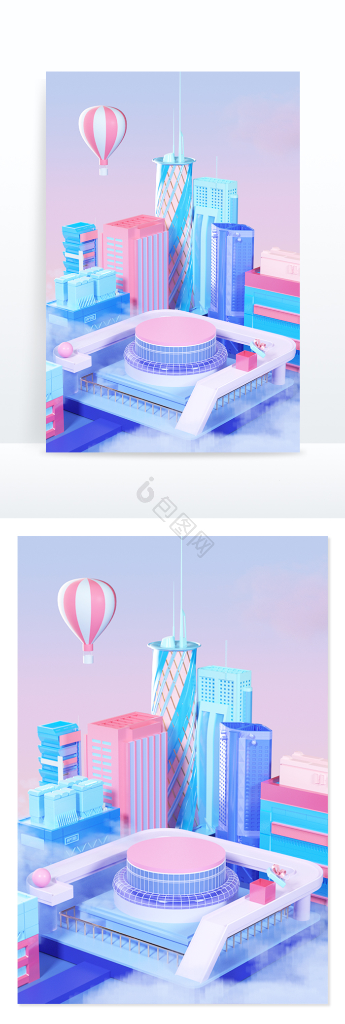 【c4d城市通道建筑创意电商展台】图片下载-包图网