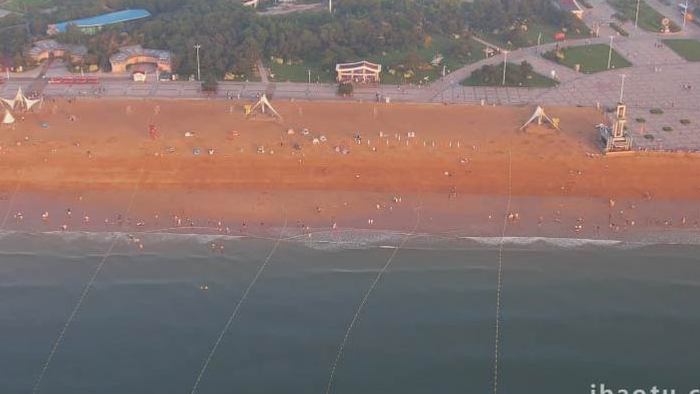 自然风光夏日大海沙滩航拍